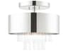 Livex Lighting Orenburg 3-Light Polished Nickel Crystal Drum Semi Flush Mount