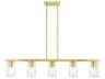 Livex Lighting Clarion 5-Light Satin Brass Glass Cylinder Linear Island Pendant