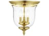 Livex Lighting Legacy 3-Light Polished Brass Clear Glass Bell Flush Mount