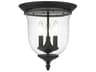 Livex Lighting Legacy 3-Light Black Clear Glass Bell Flush Mount