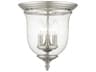 Livex Lighting Legacy 3-Light Brushed Nickel Clear Glass Bell Flush Mount