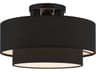 Livex Lighting Bainbridge 3-Light Black Drum Tiered Semi Flush Mount