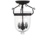 Livex Lighting Jefferson 3-Light Black Glass Bell Semi Flush Mount