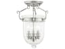 Livex Lighting Jefferson 3-Light Polished Nickel Glass Bell Semi Flush Mount