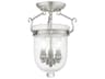 Livex Lighting Jefferson 3-Light Brushed Nickel Glass Bell Semi Flush Mount