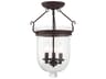 Livex Lighting Jefferson 3-Light Bronze Glass Bell Semi Flush Mount
