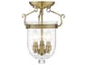 Livex Lighting Jefferson 3-Light Antique Brass Glass Bell Semi Flush Mount