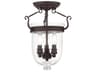 Livex Lighting Jefferson 3-Light Bronze Glass Bell Semi Flush Mount