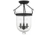 Livex Lighting Jefferson 3-Light Black Glass Bell Semi Flush Mount