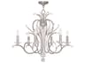 Livex Lighting Serafina 6-Light Brushed Nickel Clear Crystal Candelabra Chandelier