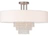 Livex Lighting Carlisle 5-Light Brushed Nickel Off White Crystal Drum Semi Flush Mount