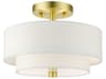 Livex Lighting Meridian 2-Light Satin Brass Drum Semi Flush Mount