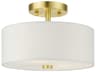 Livex Lighting Meridian 2-Light Satin Brass Drum Semi Flush Mount