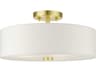 Livex Lighting Meridian 3-Light Satin Brass Drum Semi Flush Mount