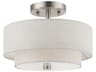Livex Lighting Meridian 2-Light Brushed Nickel Drum Semi Flush Mount
