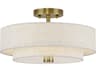 Livex Lighting Monroe 3-Light Antique Brass Drum Semi Flush Mount