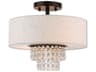 Livex Lighting Carlisle 2-Light English Bronze Off White Crystal Drum Semi Flush Mount