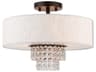 Livex Lighting Carlisle 3-Light English Bronze Off White Crystal Drum Semi Flush Mount