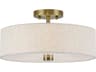 Livex Lighting Monroe 3-Light Antique Brass Drum Semi Flush Mount
