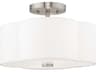 Livex Lighting Chelsea 2-Light Brushed Nickel White Semi Flush Mount