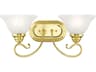 Livex Lighting Coronado 2-Light Polished Brass White Glass Vanity Light