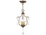 Livex Lighting Chesterfield 3-Light Hand Applied Venetian Golden Bronze Crystal Semi Flush Mount