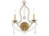 Livex Lighting Chesterfield 2-Light Antique Gold Leaf Crystal Wall Sconce