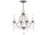 Livex Lighting Chesterfield 4-Light Hand Applied Venetian Golden Bronze Crystal Candelabra Chandelier