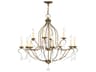 Livex Lighting Chesterfield 12-Light Hand Applied Venetian Golden Bronze Crystal Candelabra Tiered Chandelier