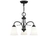 Livex Lighting Ridgedale 3-Light Black White Glass Bell Chandelier