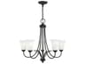 Livex Lighting Ridgedale 5-Light Black White Glass Bell Chandelier