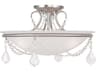 Livex Lighting Chesterfield Pennington 3-Light Brushed Nickel White Crystal Glass Bowl Semi Flush Mount
