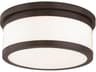Livex Lighting Stafford 3-Light Bronze Glass Drum Flush Mount