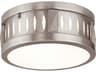 Livex Lighting Vista 2-Light Brushed Nickel Glass Drum Flush Mount