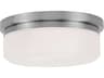 Livex Lighting Stratus 2-Light Brushed Nickel White Glass Drum Flush Mount
