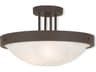 Livex Lighting New Brighton 3-Light Bronze Glass Bowl Semi Flush Mount