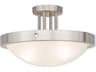 Livex Lighting New Brighton 3-Light Brushed Nickel Glass Bowl Semi Flush Mount