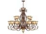 Livex Lighting Villa Verona 16-Light6-Light Bronze Aged Gold Leaf Glass Bell Tiered Chandelier