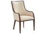 Lexington Silverado Walnut Wood Beige Upholstered Arm Dining Chair