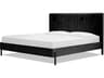 Mobital Nori Black Oak Wood Upholstered Queen Platform Bed