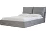 Mobital Plume Heather Grey Chenille Pine Wood Upholstered King Platform Bed