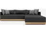 ModLuxe Outdoor Haukland Cushions In Peppercorn Fabric, Body Black Cord, Base Teak Wood,structure Aluminum Fabric Cushion Sofa