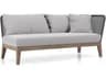 ModLuxe Outdoor Haukland Cushions In Feather Gray Basketweave, Body Dark Cord, Frame Weathered Eucalyptus Fabric Cushion Sofa