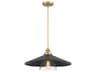 Minka Lavery Segan 1-Light Coal Painted Soft Brass Black Glass Pendant