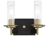 Minka Lavery Baldwin Park 2-Light Coal Soft Brass Black Glass Vanity Light