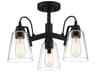 Minka Lavery Beckonridge 3-Light Coal Black Glass Bell Semi Flush Mount