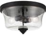 Minka Lavery Shyloh 2-Light Coal Black Glass Bowl Flush Mount