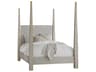 Modern History Home Gustavian Antique Grey Gold Leaf Wood Queen Four Poster Bed