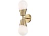 Mitzi Cora 2-Light Aged Brass Glass Wall Sconce