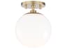 Mitzi Stella 1-Light Aged Brass Glass Globe Semi Flush Mount